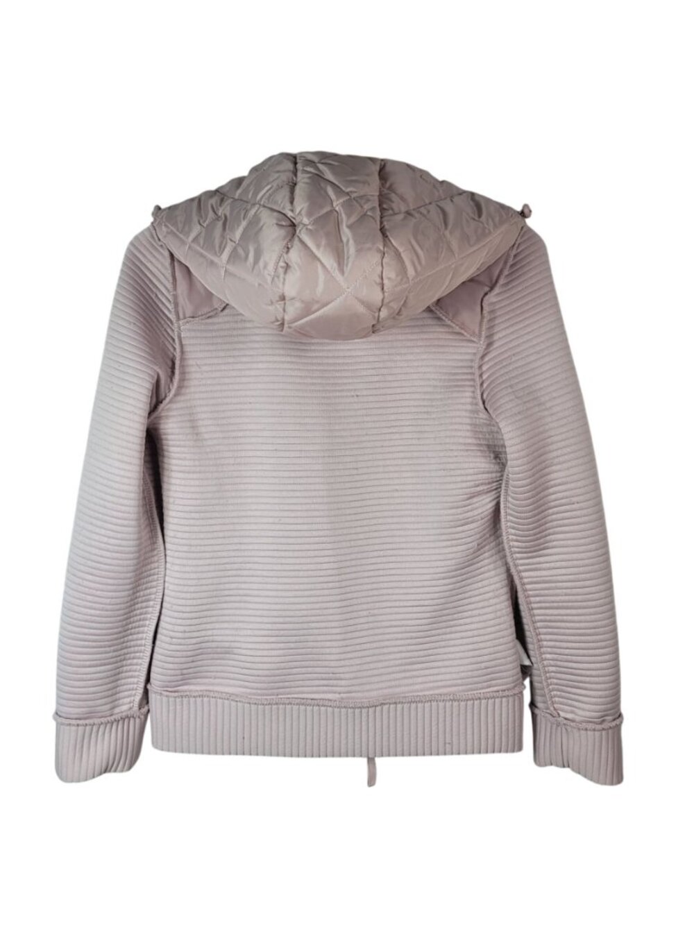 Time and Tru Women Quilted Jacket Pink Small Long Sleeve Hood Pockets Ribbed Zip - Picture 7 of 11
